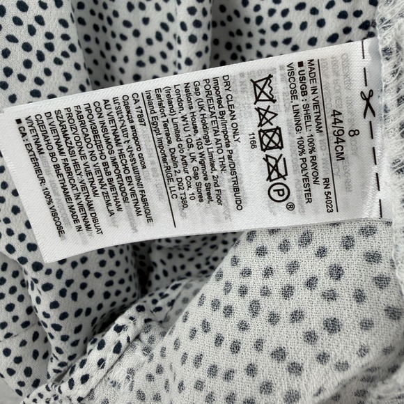 Banana Republic Dress Womens 8 White Black Polka Dot Ruffle Hem Tie Sleeve Lined - Picture 8 of 9